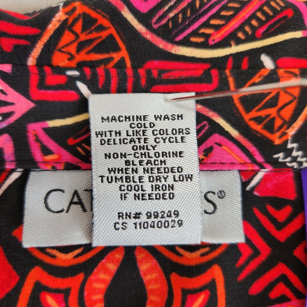 CATHERINES Multicolor AbstractPrint Full Button Down Shirt PLUS PETITE Size 3XWP - Picture 11 of 14